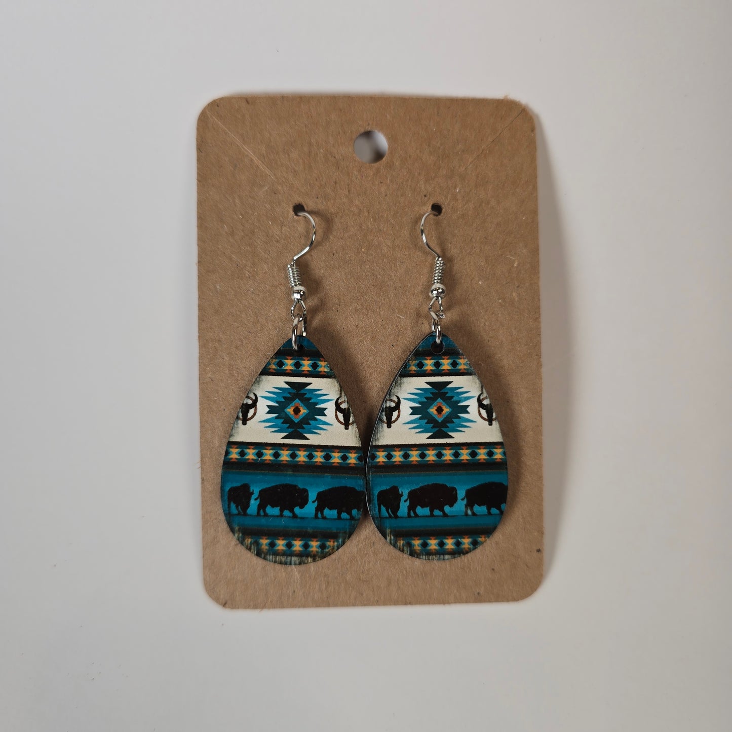 Buffalo with aztec Earrings