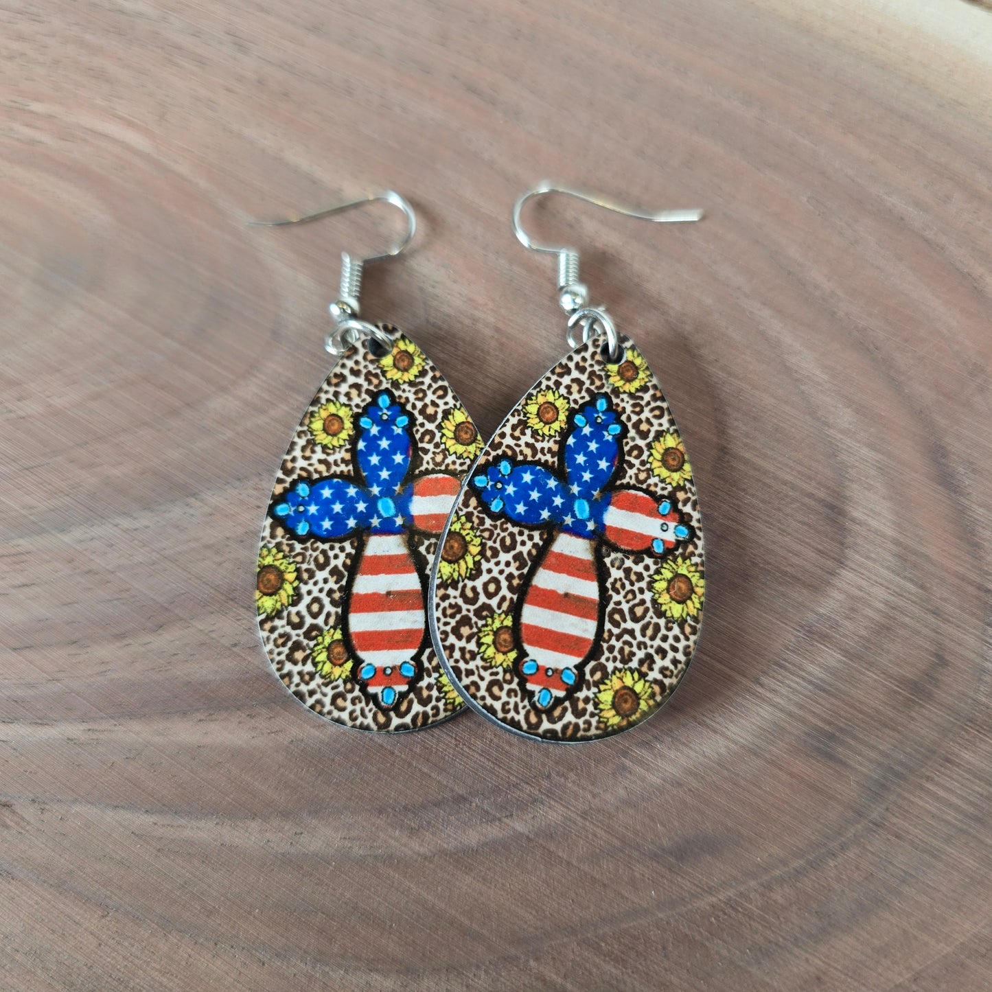 American Flag Cross Earrings
