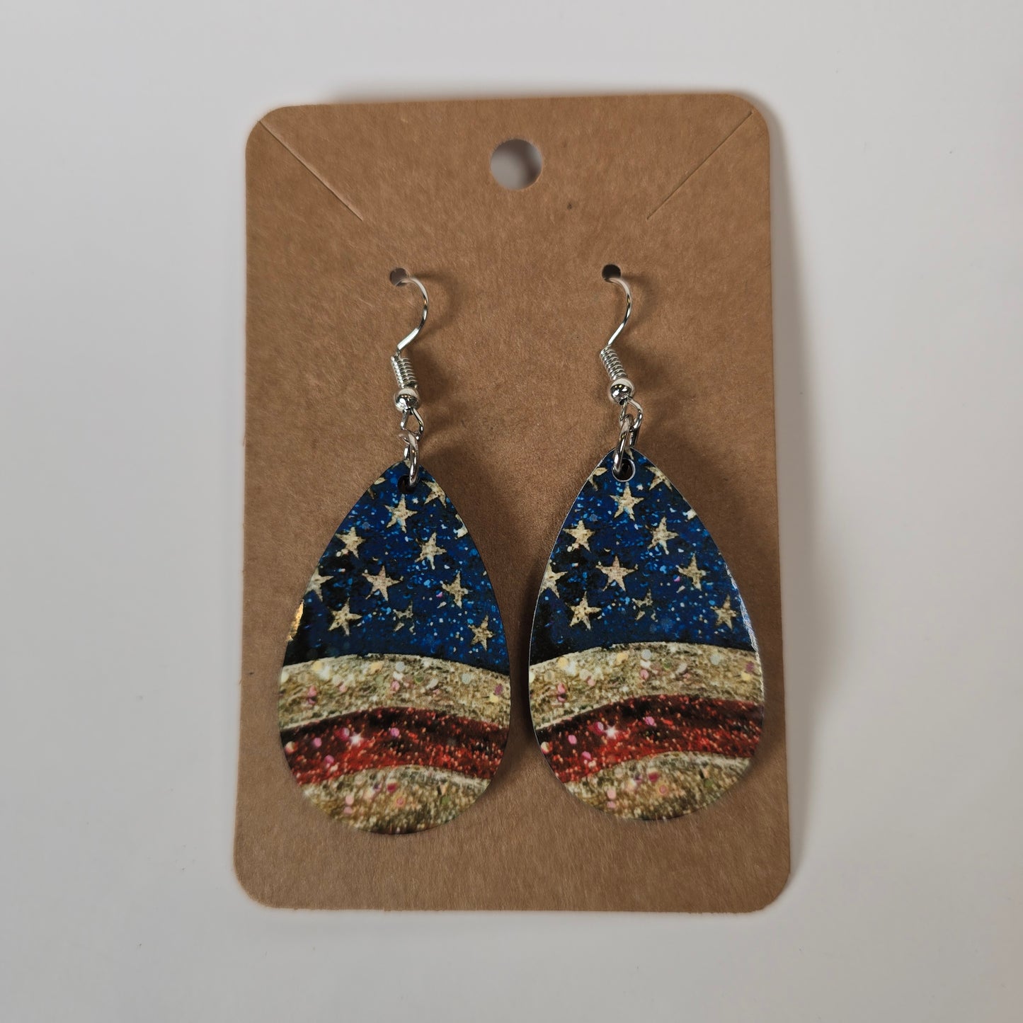 American Flag Glitter Look Earrings