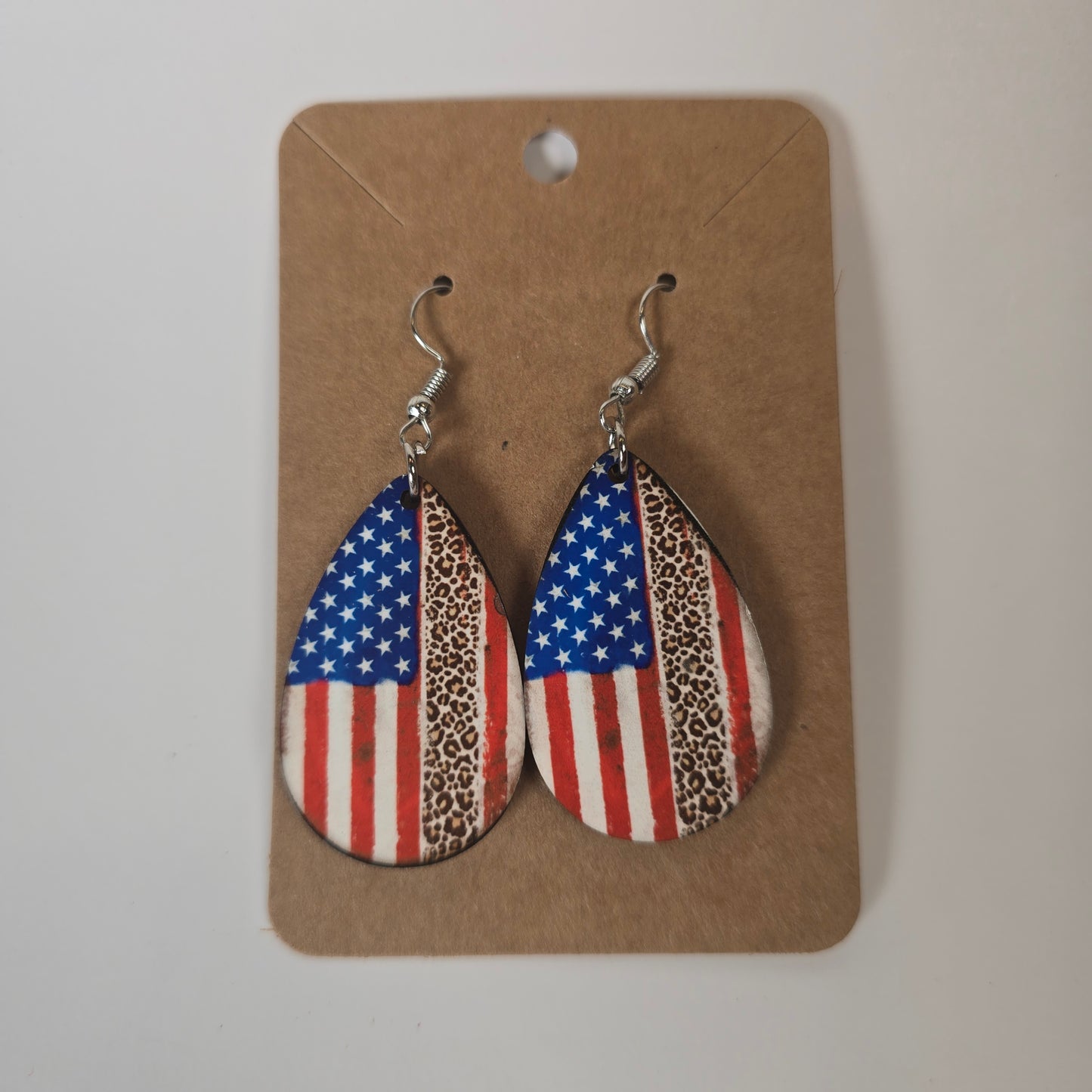 American Flag with Leopard Stripe Earring