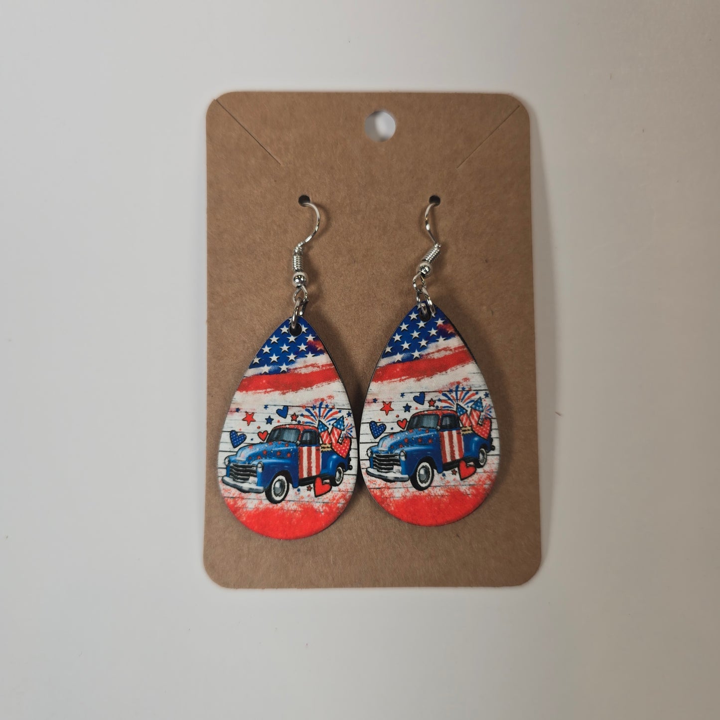 4th of July Truck Earrings